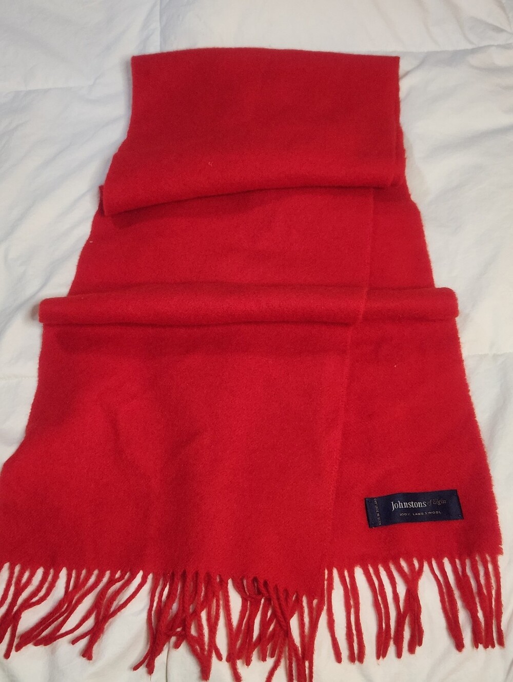 johnstons of elgin lambswool scarf Red Unisex EUC